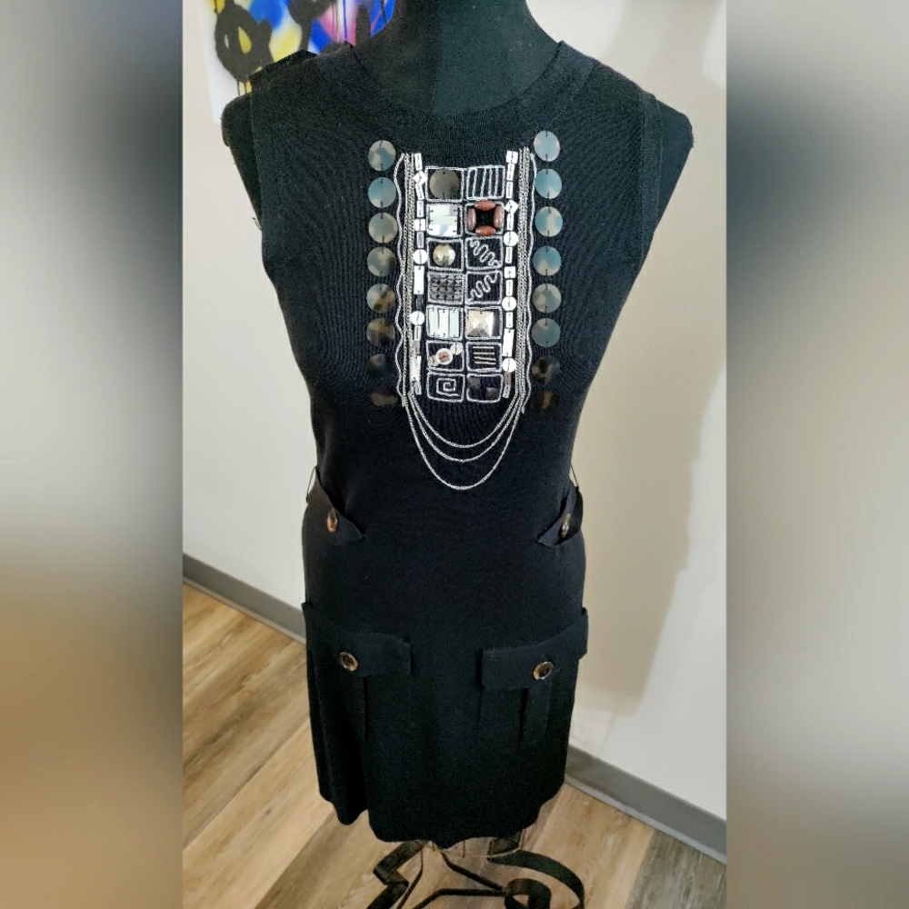 BEADED NANETTE LEPORE SWEATER TUNIC/DRESS.